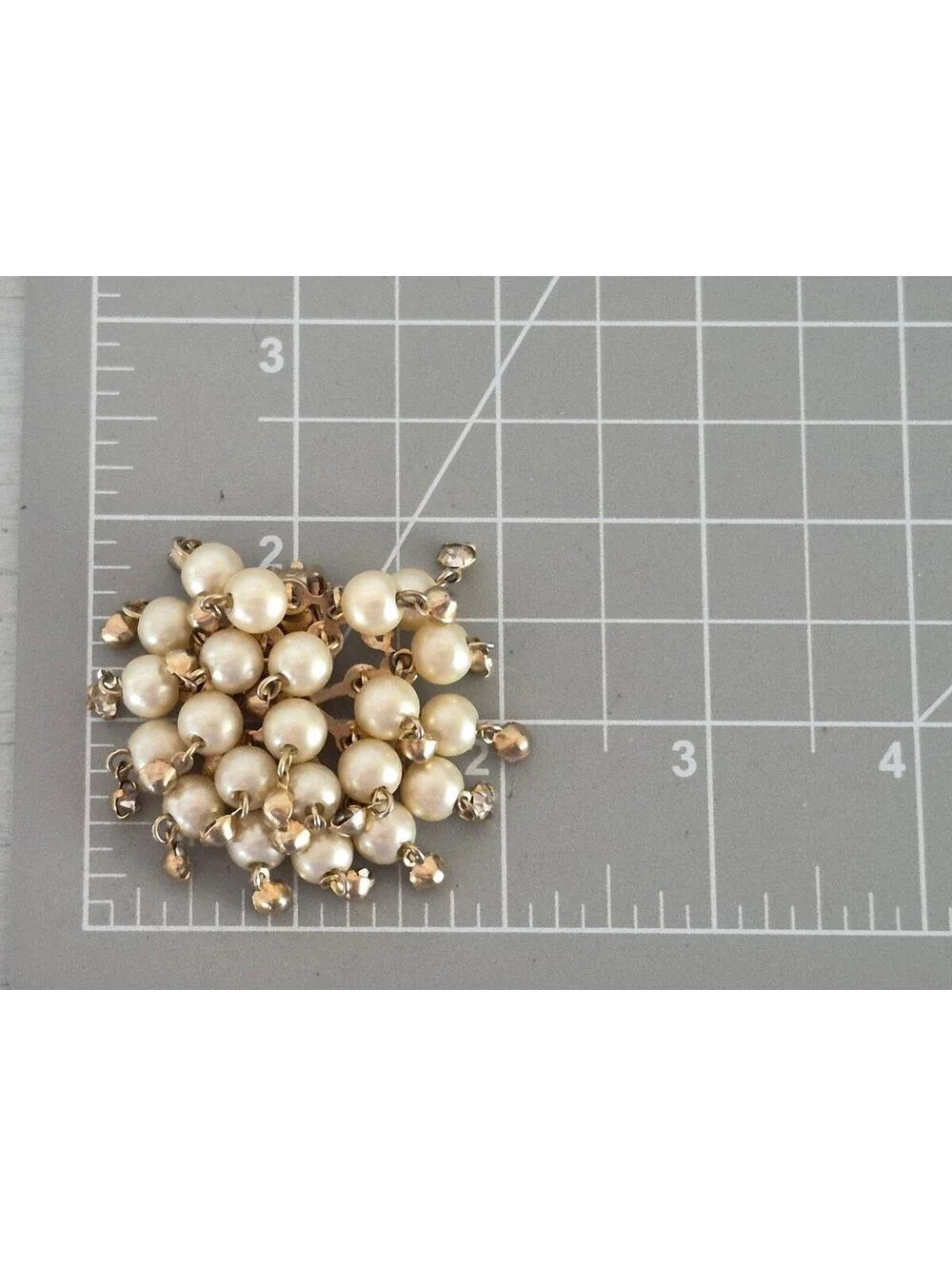 Vintage Pat Pend Starburst Faux Pearl Clip-On Earrings